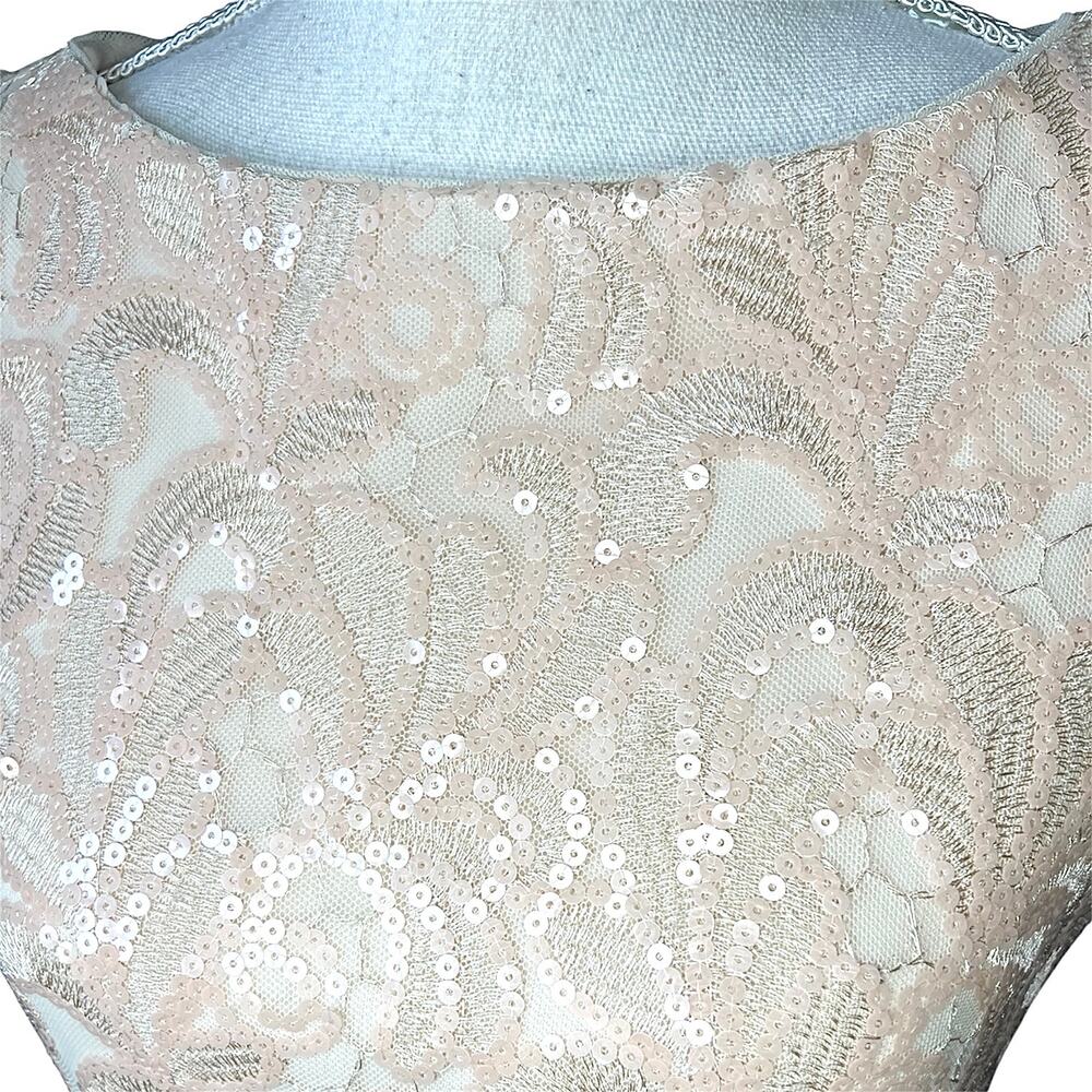 Ralph Lauren Sheath Dress Blush Sequin Lace Formal wedding guest cocktail party - Picture 2 of 7